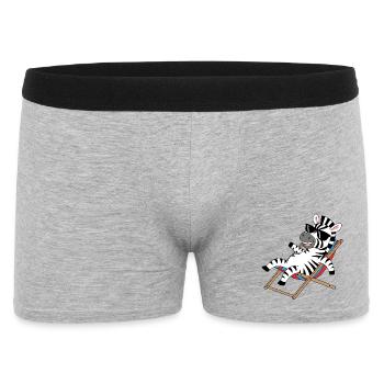 Zèbre sur une chaise longue avec des lunettes de soleil - Boxer Homme - gris chiné - Devant