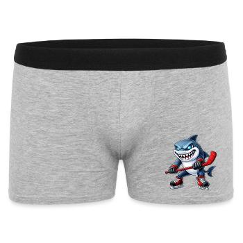 Süßer Eishockey Spieler Cartoon Aggressiv Kämpfer - Männer Boxer Shorts - Grau meliert - Vorne