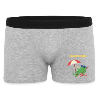 Frosch Strandurlaub mit Cocktail. Geiles Wetter! - Männer Boxer Shorts - Grau meliert - Vorne