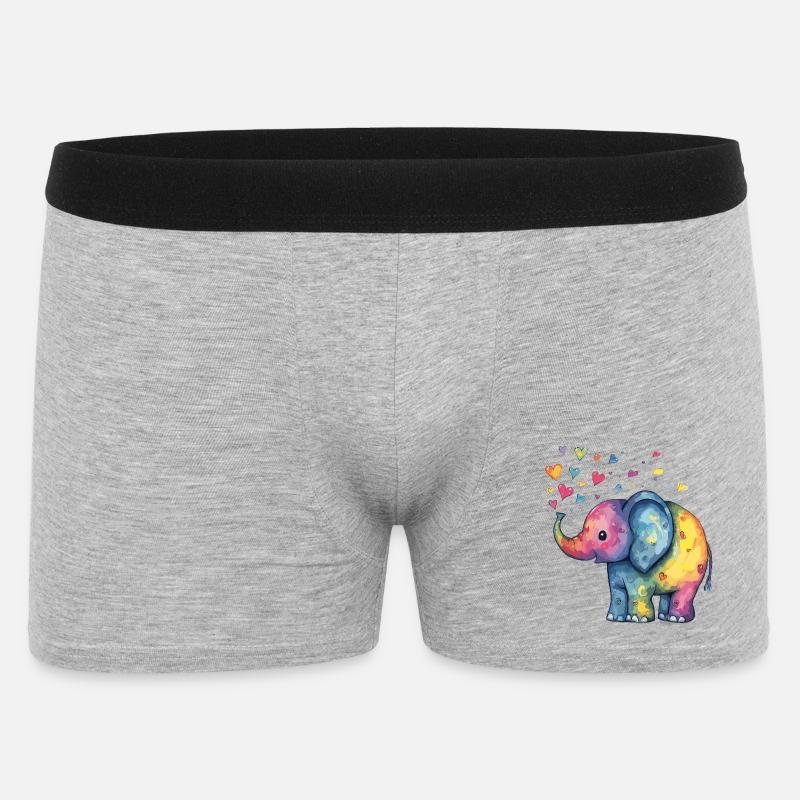 Regenbogen Elefant mit Herzfunken - Männer Boxer Shorts - Grau meliert