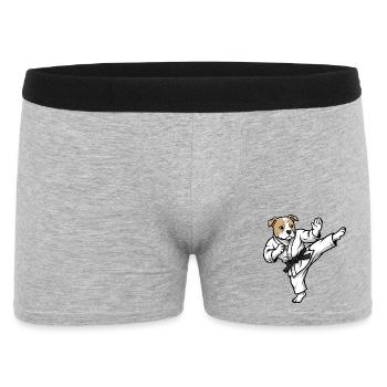 Süßer Pitbull Karate Hund Kampfsport Cartoon - Männer Boxer Shorts - Grau meliert - Vorne