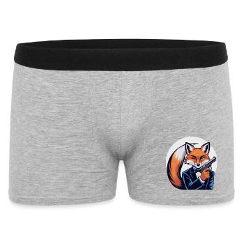 Fox in tuxedo with pistol - Men's Boxer Shorts - heather grey - Front