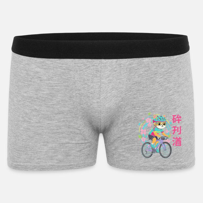 Neon-Katzenradfahrer mit Blüten - Männer Boxer Shorts - Grau meliert