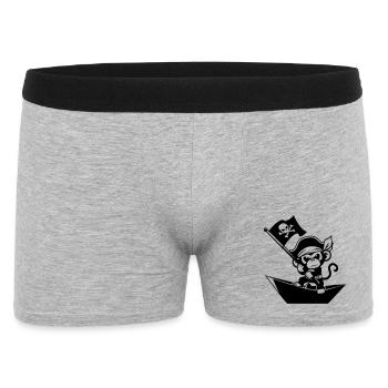 Pirate monkey in paper boat - Men's Boxer Shorts - heather grey - Front
