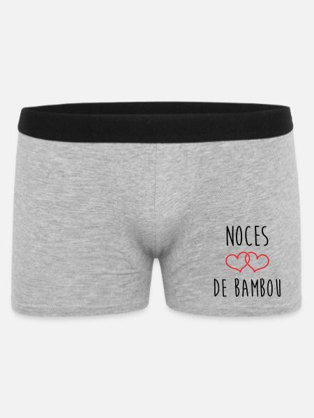 Bambushochzeit 79 Jahre Ehe - Männer Boxer Shorts - Grau meliert