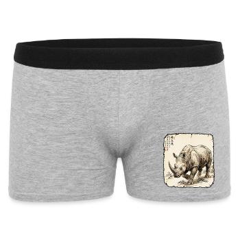Nashorn Asiatisch Rhinozeros - Männer Boxer Shorts - Grau meliert - Vorne