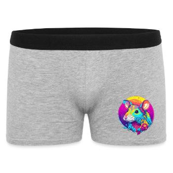 Rat néon psychédélique avec des fleurs - Boxer Homme - gris chiné - Devant