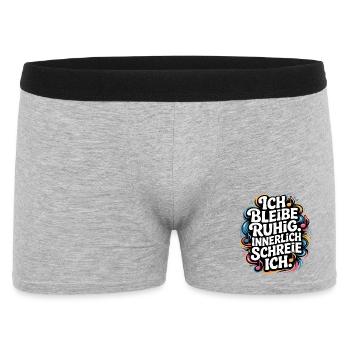 Ich bleibe ruhig innerlich schreie ich - Männer Boxer Shorts - Grau meliert - Vorne