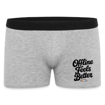 Hors ligne, c’est mieux | Typographie rétro minimale - Boxer Homme - gris chiné - Devant