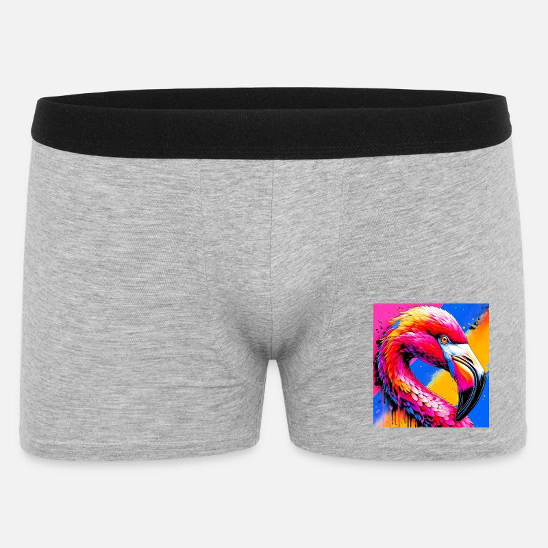 Flamingo - Männer Boxer Shorts - Grau meliert
