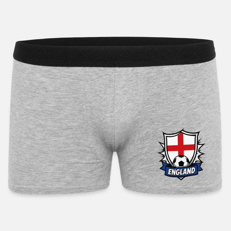 England Shield Flagge und Ball - Männer Boxer Shorts - Grau meliert