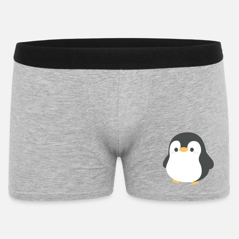 Chibi-Pinguin-Silhouette - Männer Boxer Shorts - Grau meliert