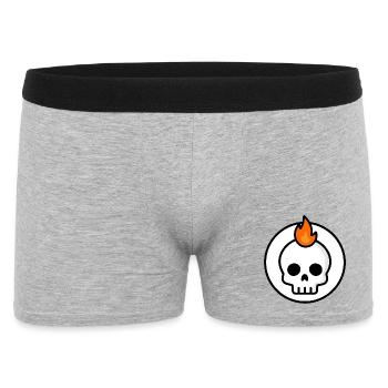 Cute Doom Skull Fire Graphic - Men's Boxer Shorts - heather grey - Front