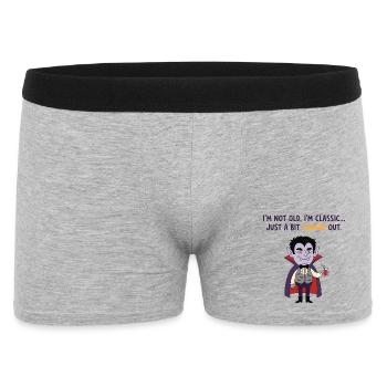 Hier für die Süßigkeiten, Halloween-Kleidung, Mama - Männer Boxer Shorts - Grau meliert - Vorne