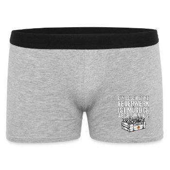 Lustiger Feuerwerk Spruch - Männer Boxer Shorts - Grau meliert - Vorne