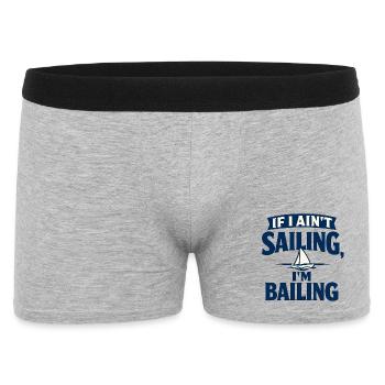 Wenn ich nicht segel, steige ich ab - Männer Boxer Shorts - Grau meliert - Vorne