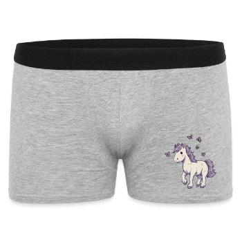 Süßes Pony mit Schmetterlingen - Männer Boxer Shorts - Grau meliert - Vorne
