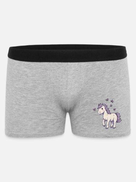 Cute Pony with Butterflies - Men's Boxer Shorts - heather grey