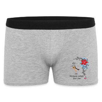 Glück - Männer Boxer Shorts - Grau meliert - Vorne