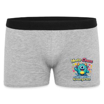 Heute Chaos, Morgen Kindergarten - Männer Boxer Shorts - Grau meliert - Vorne