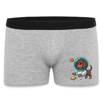 Teckel dans l’espace – Petit chien astronaute mignon - Boxer Homme - gris chiné - Devant