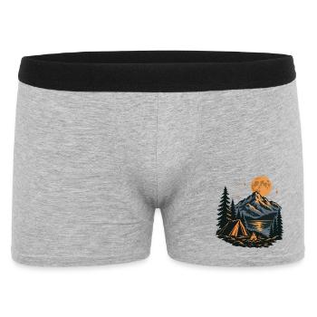Abenteuer Camping - Männer Boxer Shorts - Grau meliert - Vorne