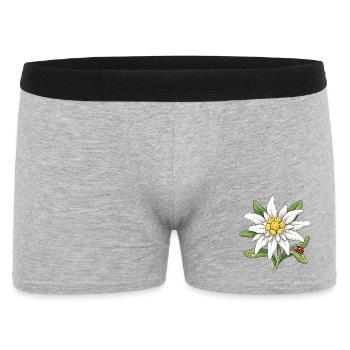 Weiße Blüte mit Marienkäfer - Männer Boxer Shorts - Grau meliert - Vorne