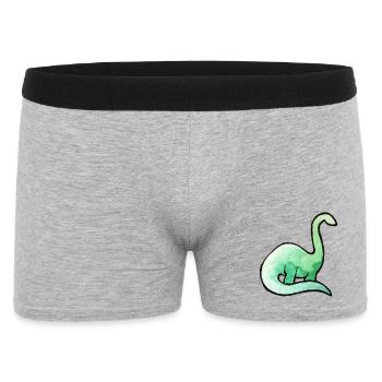 Smaragdgrünes Dino-Aquarell - Männer Boxer Shorts - Grau meliert - Vorne
