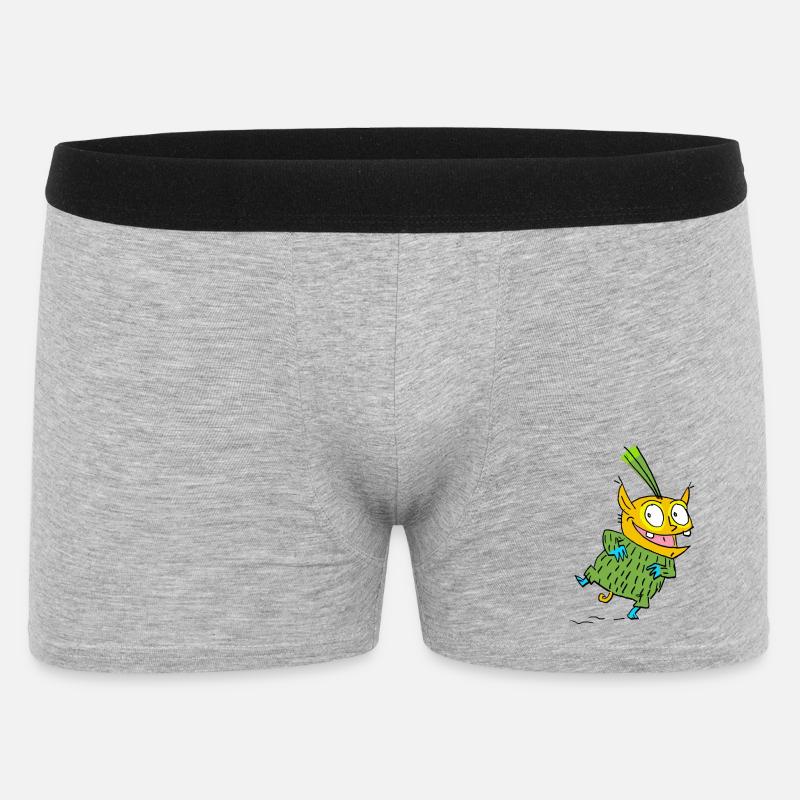 Fröhlicher Monster im Grünen Pullover - Männer Boxer Shorts - Grau meliert