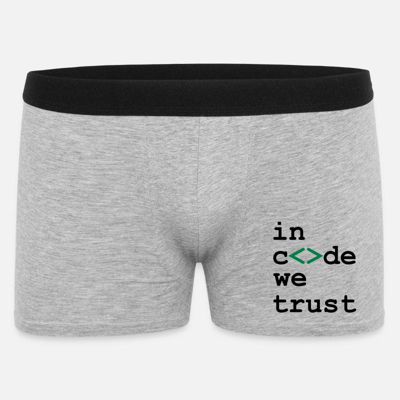 [ In code we trust ] - Männer Boxer Shorts - Grau meliert