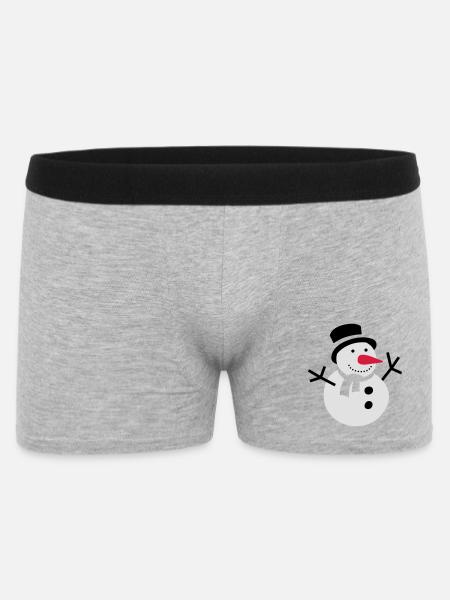 schneemann winter schnee - Männer Boxer Shorts - Grau meliert