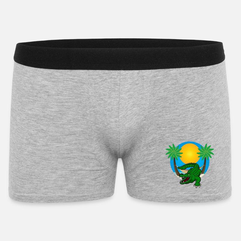 Palmen mit Krokodil - Männer Boxer Shorts - Grau meliert