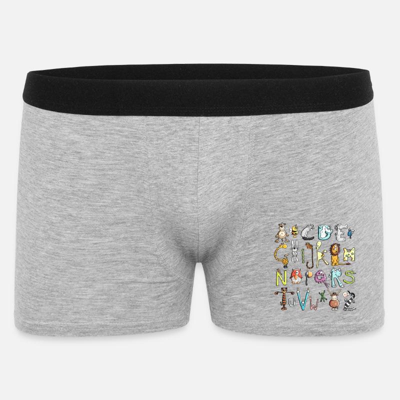 Buntes Tier Alphabet - ABC - Männer Boxer Shorts - Grau meliert