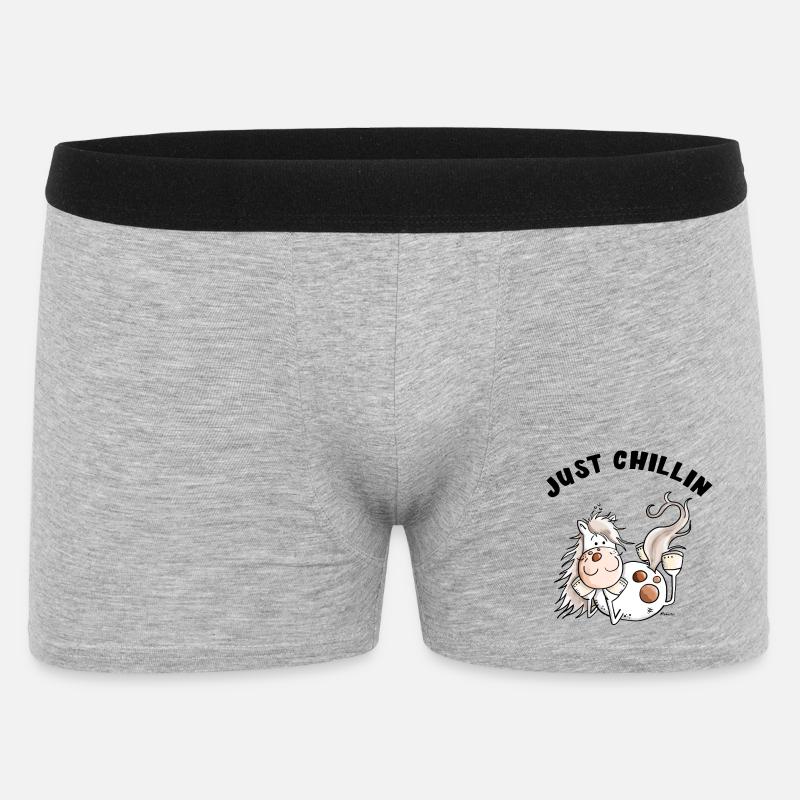 Chillendes Pferd - Comic - Pferde - Geschenk - Männer Boxer Shorts - Grau meliert