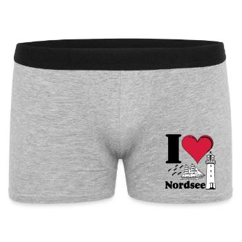 Nordsee Shirt , Fun Shirt , Küste , I love ...(25) - Männer Boxer Shorts - Grau meliert - Vorne