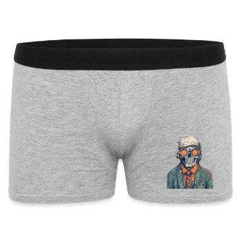 Cool skeleton portrait with sunglasses, cap - Men's Boxer Shorts - heather grey - Front