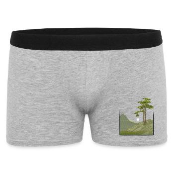 Tree on hill with canvas structure, public domain - Men's Boxer Shorts - heather grey - Front