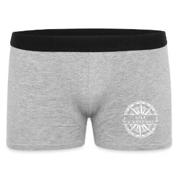 Koordinaten Sylt - Männer Boxer Shorts - Grau meliert - Vorne