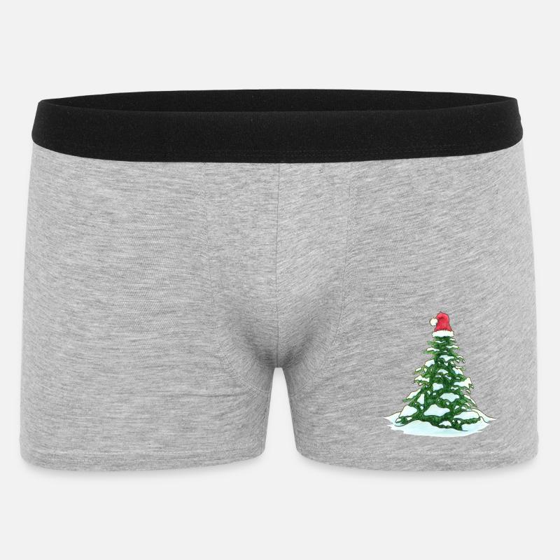 Weihnachtsbaum mit Weihnachtsmütze - Männer Boxer Shorts - Grau meliert