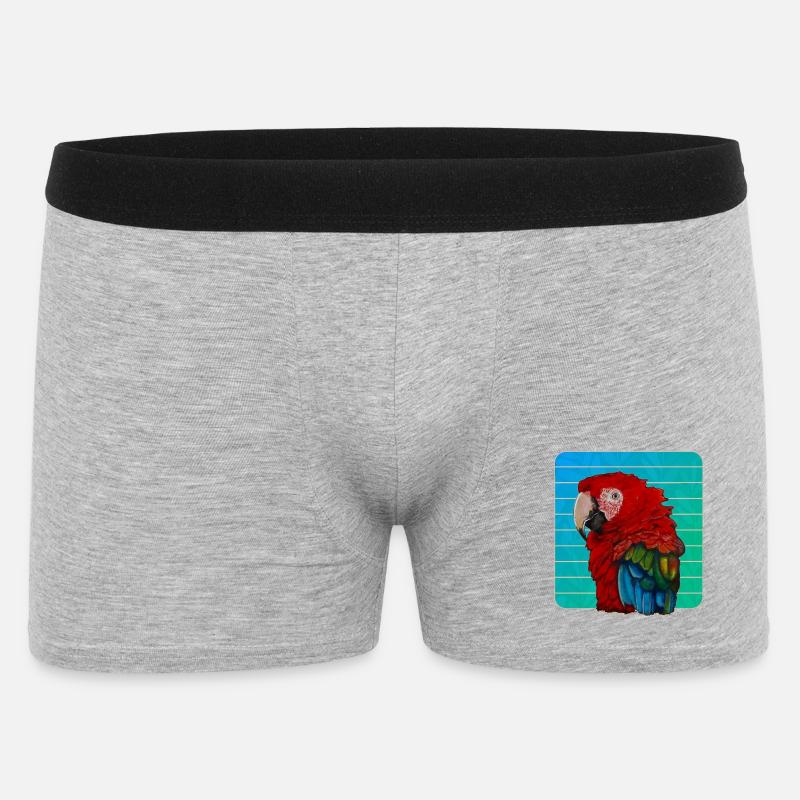 Roter Ara Papagei Gouache Malerei - Männer Boxer Shorts - Grau meliert