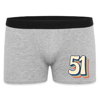 Vintage Retro T-Shirt Nummer 51 Fify One - Männer Boxer Shorts - Grau meliert - Vorne