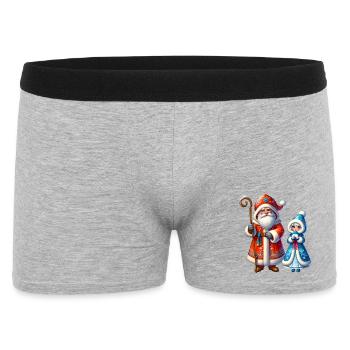 Ded Moroz Snegurotschka russischer Weihnachtsmann - Männer Boxer Shorts - Grau meliert - Vorne