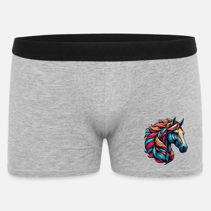 Pferd - Männer Boxer Shorts - Grau meliert