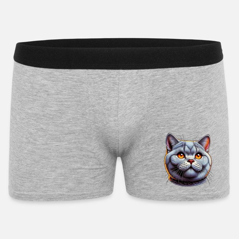 Britisch Kurzhaar Katze - Männer Boxer Shorts - Grau meliert