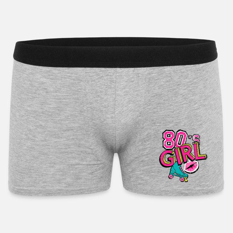 80er Jahre Mädchen Rollschuh - Männer Boxer Shorts - Grau meliert