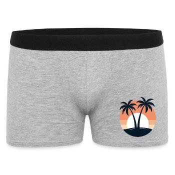 Retro Sunset Palm Trees Beach Vacation Tropical - Men's Boxer Shorts - heather grey - Front