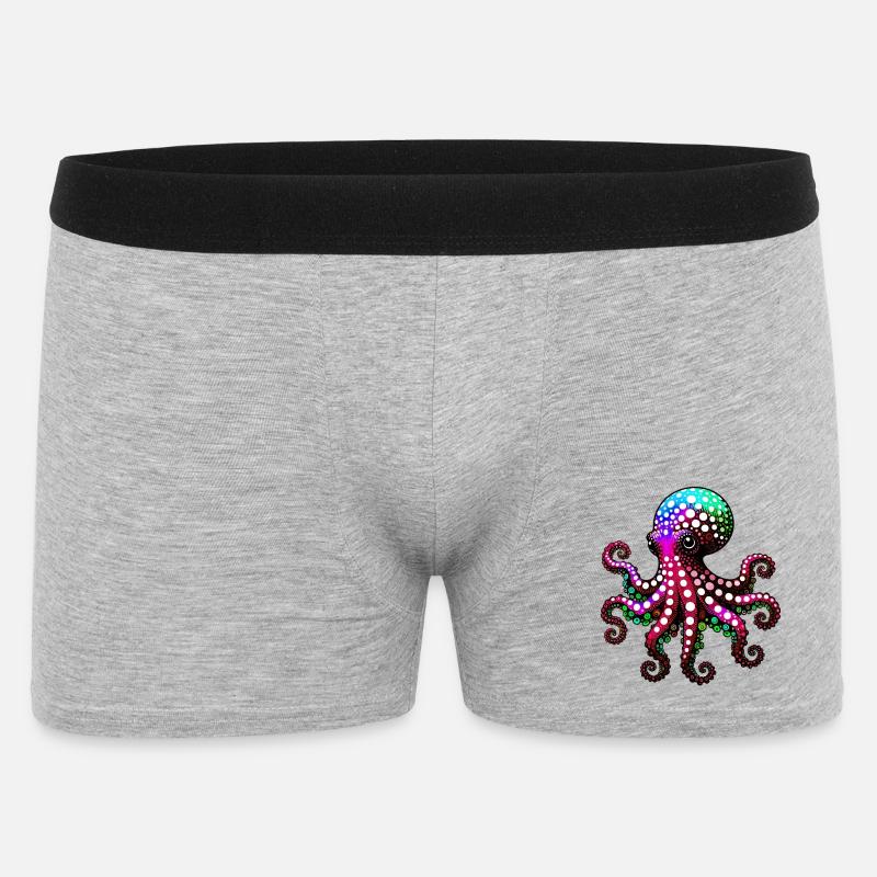 Krake - Männer Boxer Shorts - Grau meliert