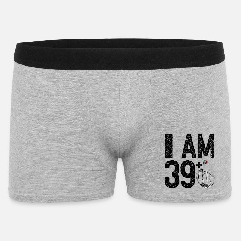 Noir Mittelfinger: Rote Fingerspitze - Männer Boxer Shorts - Grau meliert