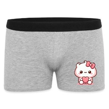 Kawaii Welpe mit Herz - Männer Boxer Shorts - Grau meliert - Vorne