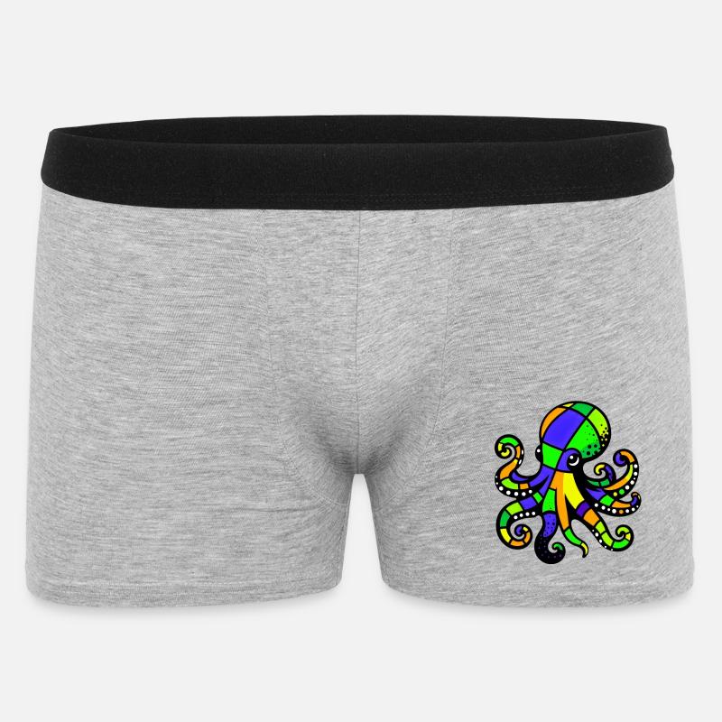 Krake - Männer Boxer Shorts - Grau meliert